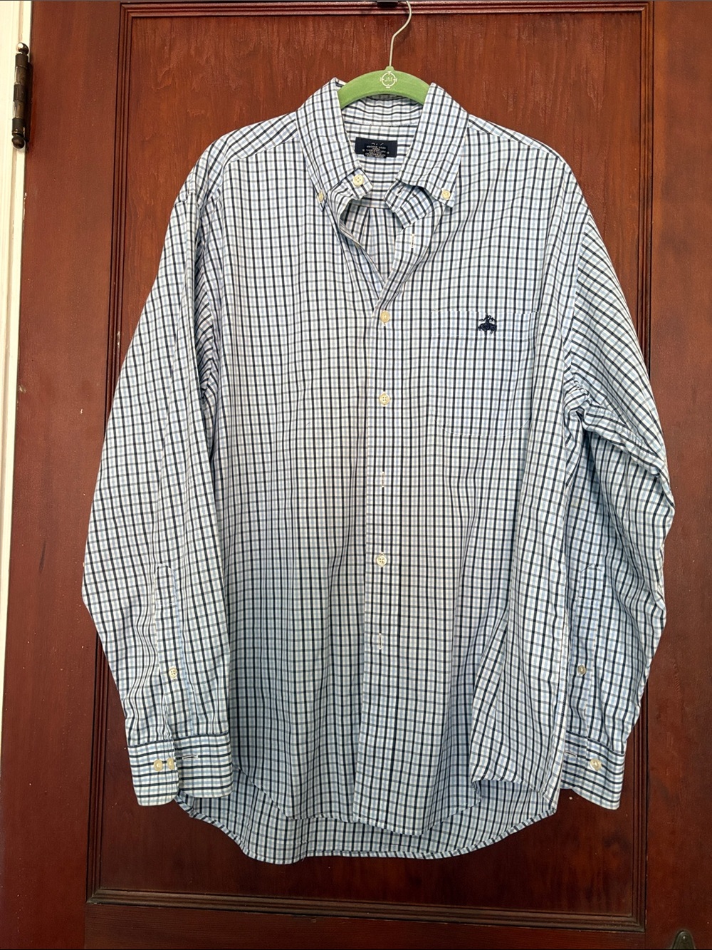 Brooks Brothers Blue and White Checked Button-Down Shirt